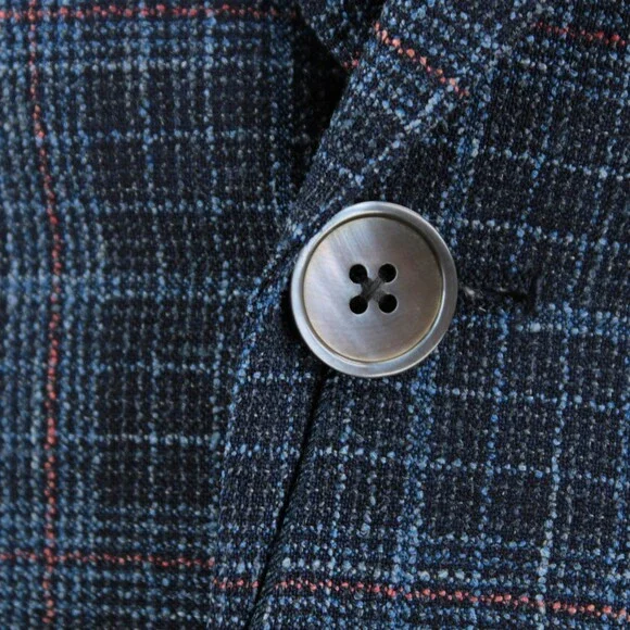 Cardinal of Canada NWT Wool Blend Sport Coat Size 40R US In Blue w/ Coral Plaid